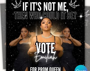 Vote Prom Queen Flyer, Prom Flyer, Vote Prom Campaign Flyer, Class Campaign Flyer, Campaign Flyer, High School Prom Flyer, Canva Template