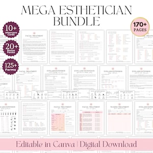 Esthetician Intake Forms Bundle, Editable Esthetician Consent Forms, Beauty Consultation Forms, Facial, Waxing, Body Sculpting Form Template