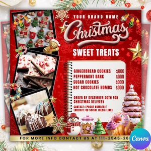 Weihnachtssüßigkeiten Flyer, Diy Flyer Vorlagendesign, Dezember Bake Sale Flyer, Canva-Vorlage, Diy-Flyer für Weihnachtssüßigkeiten, DIY