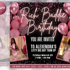 Birthday Flyer, Birthday Girl Invitation, Happy Birthday Flyer, Birthday Party Invitation, Birthday Flyer Girl, Birthday Party Invite