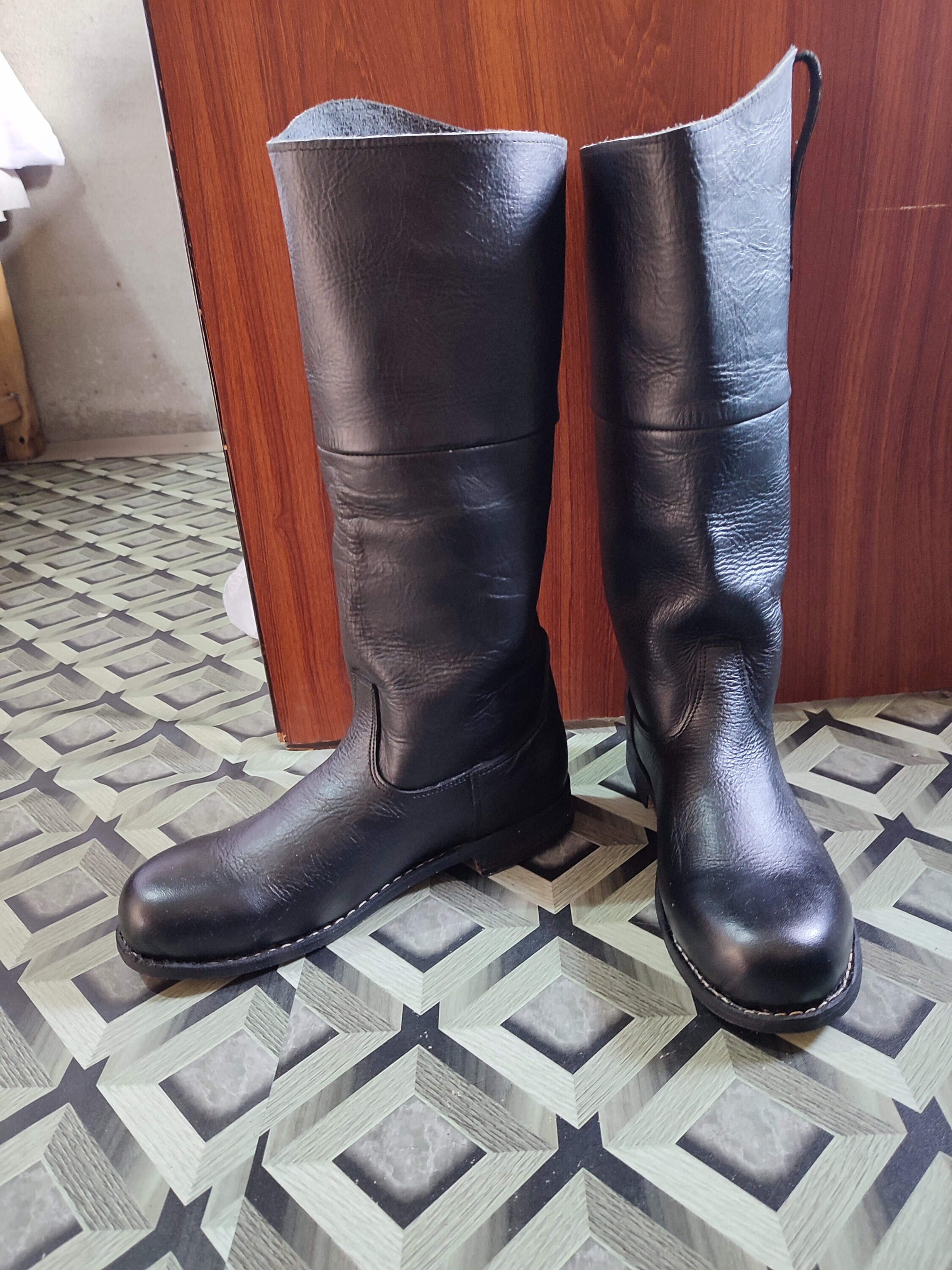 Colonial Riding Boots Revolutionary War Full Black Etsy