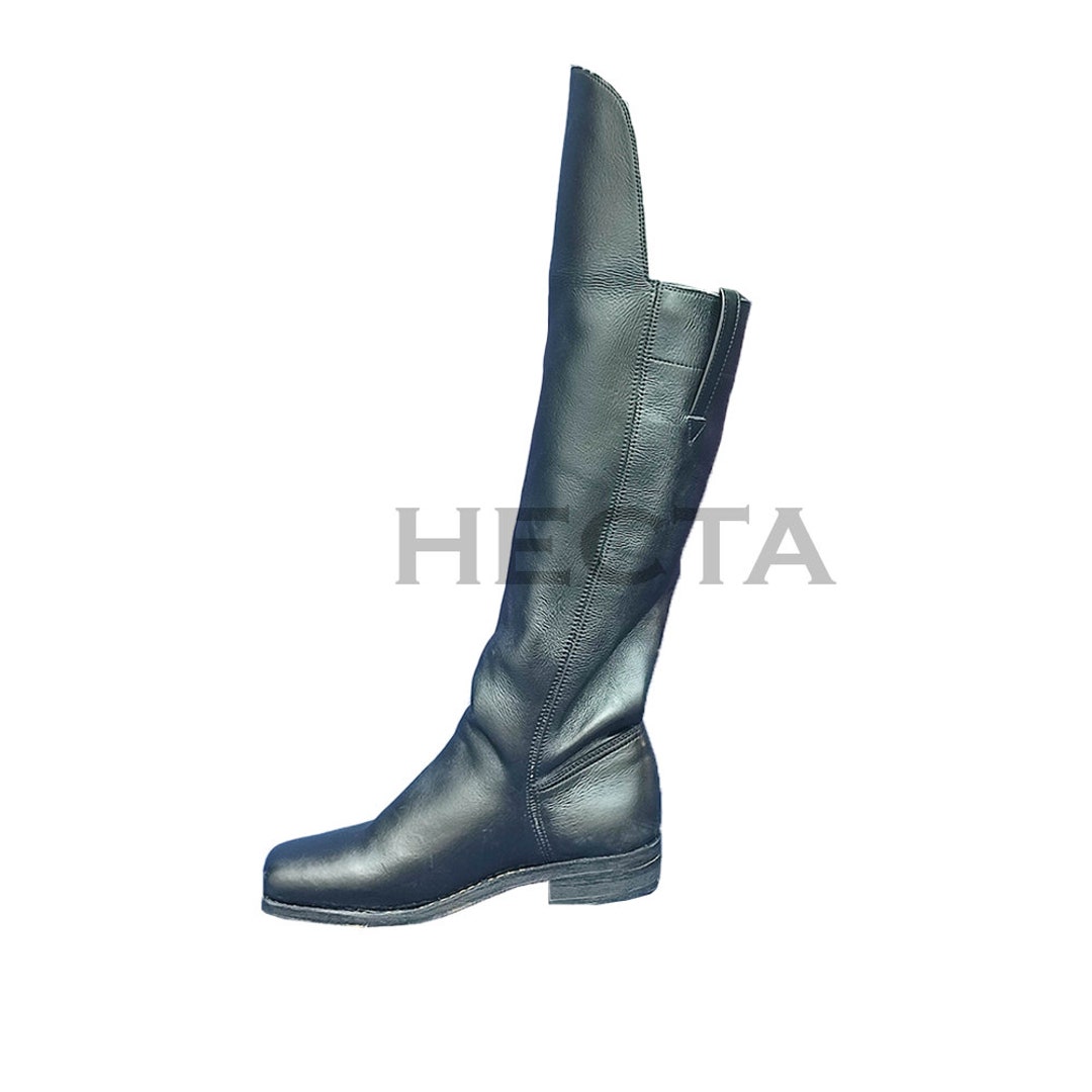 Men's Cavalry Boots Civil War Shoes Knee Flap Leather Long Etsy