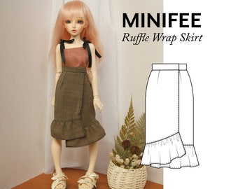 Minifee Rüschen Wickelrock Schnittmuster, 1/4 MSD BJD Puppenkleidung (PDF Pattern)