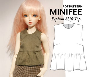 Minifee Peplum Top Sewing Pattern, MSD 1/4 Doll Clothes (PDF Pattern)