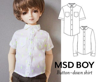 MSD boy BJD pattern, 18 inch doll clothes pdf sewing pattern, 1/4 ball jointed doll, Cloth doll pattern