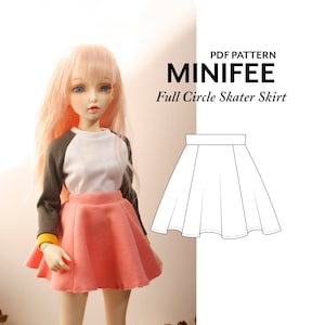 Minifee BJD Skirt Pattern: PDF Sewing Guide for Slim MSD & Unoa Ball-Jointed Doll Clothes