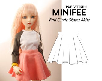 Minifee BJD Skirt Pattern: PDF Sewing Guide for Slim MSD & Unoa Ball-Jointed Doll Clothes