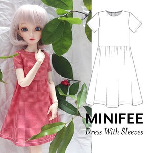 Vestido Minifee patrón de costura pdf, patrón BJD de ropa Minifee, ropa Unoa slim msd, ropa de muñeca de 18 pulgadas, muñeca articulada de 1/4 bola