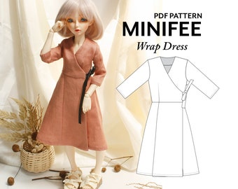 Minifee Doll Wickelkleid Schnittmuster, Slim MSD, Unoa (PDF Pattern)