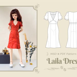 Slim Mini MSD BJD Dress Sewing Pattern | 17” / 43cm Doll Pdf Pattern | Ball Jointed Doll Clothes DIY | 1/4 scale smartdoll sewing pattern