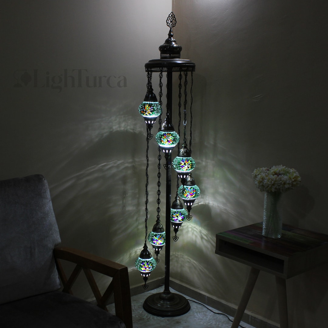 Turkish Mosaic Floor Lamps 7 Globes Authentic Lamps - Etsy