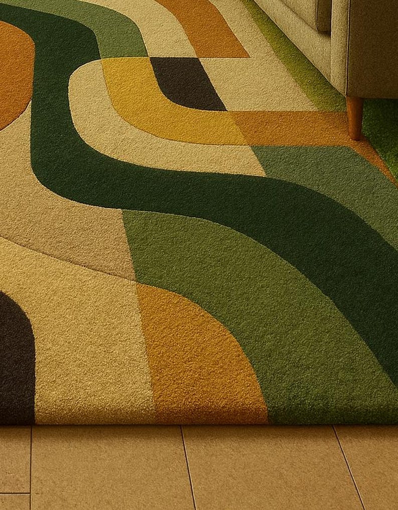 Arc Rug Mid Century Modern Retro Rug – Geometric Arc Area Rug | Plush Thick ...