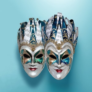 Joker Venetian Couple Mask - Man and Woman Mask -  Rio Venice Carnival - Jester