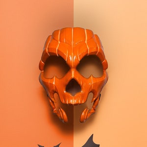 Pumpkin Skull Halloween Mask - Glow in dark lines - Jack-o-lantern Style - Scary