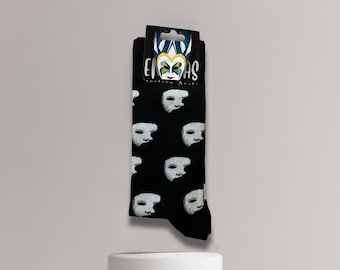 Phantom of the Opera Movie, Musical Mask Socks - White Half Face Erik Ghost Mask Socks - Mask Lovers Accessory - Colorful Socks