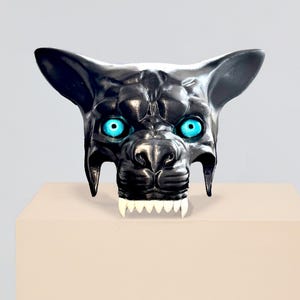 The Residents, Metal Meat and Bone Replica Mask, Dark Werewolf, Blue eyes - cosplay, party, events mask - Halloween Masquerade Mask