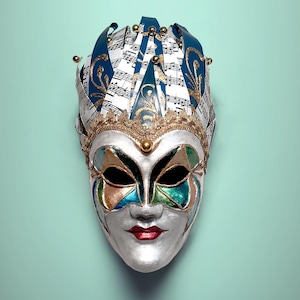 Joker Venetian Mask Woman - Colorful Rio Carnival - Techno - Jolly Mask -