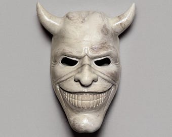 Black Phone Grabber Mask: Horned Horror Mask, Gothic Cosplay