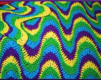 Multi-color Exaggerated Ripple Afghan Crochet Pattern