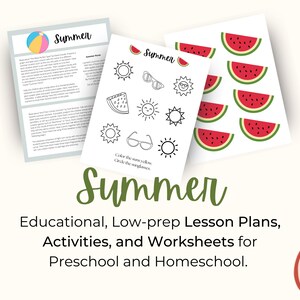 Summer Theme Printable Preschool Lesson Plans | Printable Activities and Worksheets for Toddlers | Preschool & Homeschool Curriculum