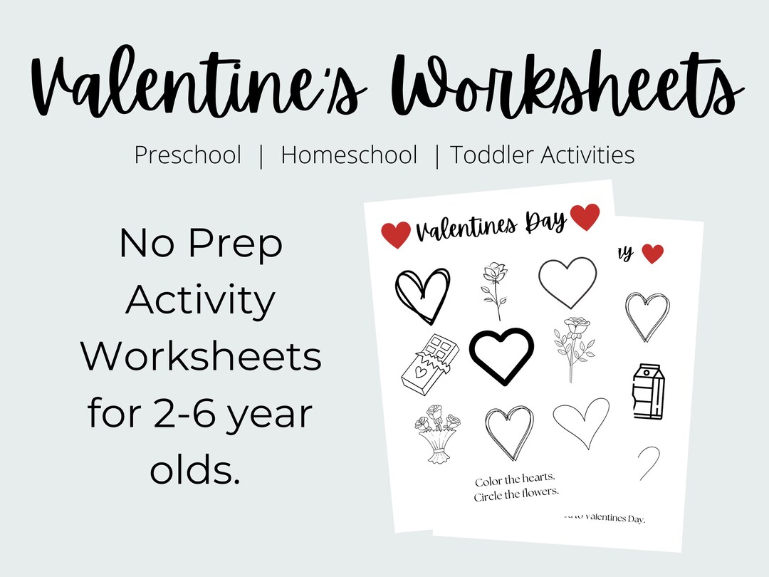 Valentine's Day Theme Printable Activity Worksheets | No Prep Preschool ...