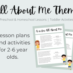 All About Me Theme Preschool Curriculum Printable | Homeschool Lesson Plan Printable | Activities for Children & Toddlers