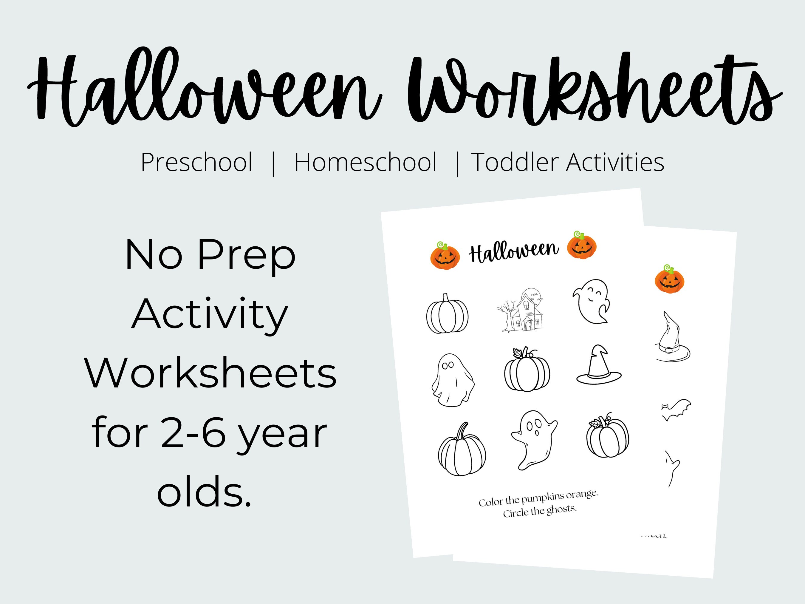 Halloween Theme Printable Activity Worksheets | No Prep Preschool and ...