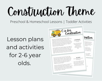 Construction Theme Preschool Curriculum Printable | Homeschool Lesson Plan Printable | Activities for Children & Toddlers
