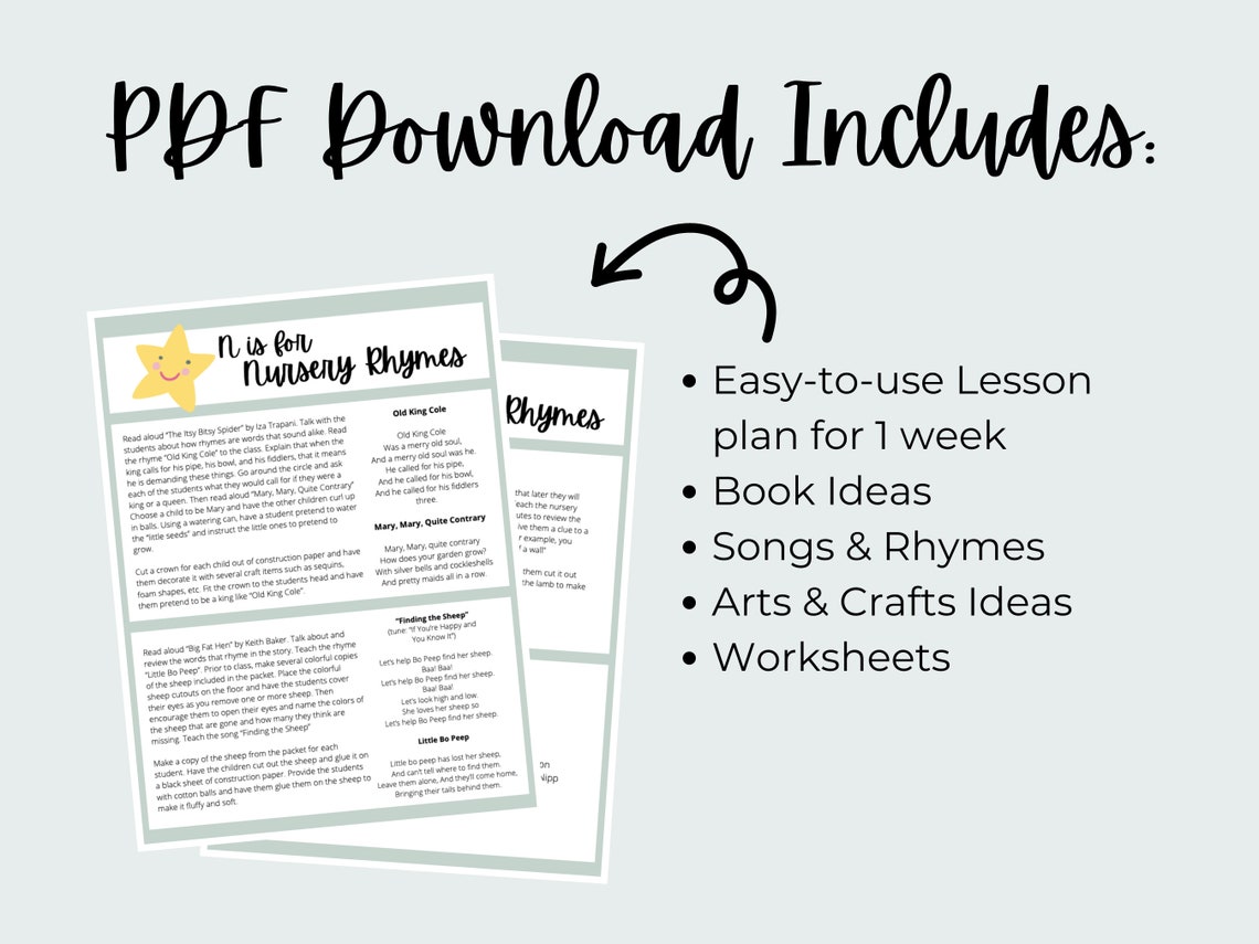 Nursery Rhyme Theme Preschool Curriculum Printable | Homeschool Lesson ...