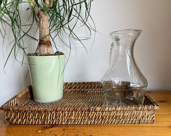 Vintage-Wasserkaraffe aus transparentem Glas, 70er-Jahre-Design, hergestellt in Italien, Vintage-Krug mit geprägtem Muster, Karaffe für Wasser, Wein, Getränke