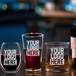 Custom Logo Whiskey Glasses, Your Logo Here, Corporate Gifts With Logo Whiskey Glass Set, Company Logo Gifts, Logo   Glassware