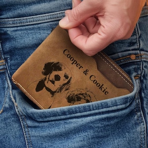 Cartera personalizada con foto grabada para tu mascota: cartera personalizada para papá perro y papá gato, regalo conmemorativo para perros, regalo único para amantes de los perros
