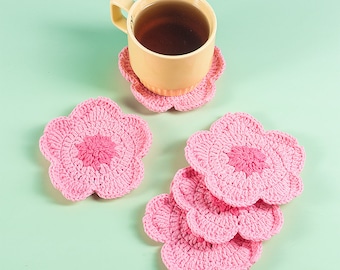Sakura Flowers Coaster Set | Lalibee Crochet | Home Decor |Crochet Coaster Cute Drink Coaster Set For Flower Lover Coffee Table Gift For Her