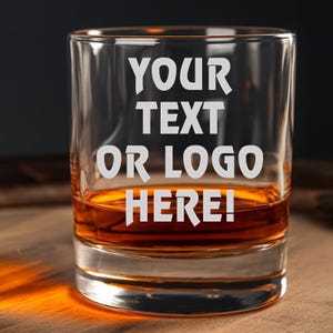 Custom Text Logo Whiskey Glasses, Your Logo Here, Corporate Gifts With Logo Whiskey Glass Set, Company Logo Gifts, Logo   Glassware