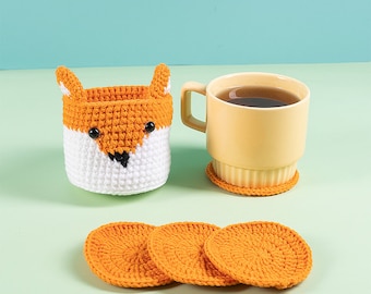 Fox Coaster Animal Set | Lalibee Crochet | Home Decor | Crochet Coaster Cute Drink Coaster Set For Animal Lover Coffee Table Gift For Her