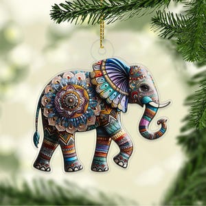 Custom Name Elephant Animal Lover Ornament, Personalized Gift for Animal Lovers, Holiday Elephant Decoration, Xmas Name Ornament 2025
