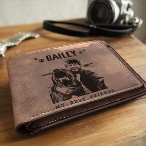 Cartera con foto personalizada para perro, regalo conmemorativo para papá, dueño de gato, regalo de recuerdo para perro, cartera personalizada con foto para papá.