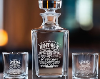 Birthday Gift, 60th Birthday, Personalized Whiskey Decanter Set, Birthday Decanter, 70th Birthday, 50th Birthday, 40th Birthday