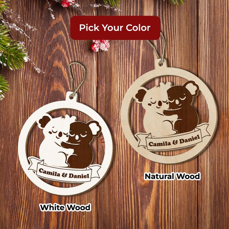Personalized Koala Ornament Custom Name Cute Couple Koala Ornament Gift