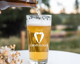 Personalised Groomsman Pint Glass, Gift for Best Man, Groomsman Gift, Best Man Pint Glass, Groomsmen Gift Idea, Personalized Groomsman