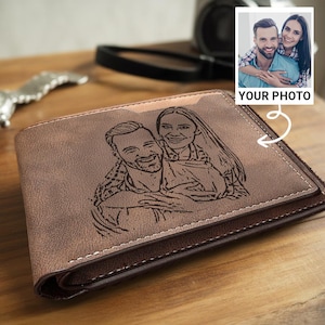 Cartera personalizada con foto para hombre, cartera con foto grabada, regalo de recuerdo, regalo de aniversario para él, regalo del Día del Padre, regalo para papá