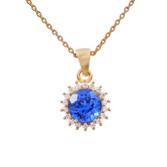 コーンフラワーブルーサファイアペンダント：セイロン産宝石