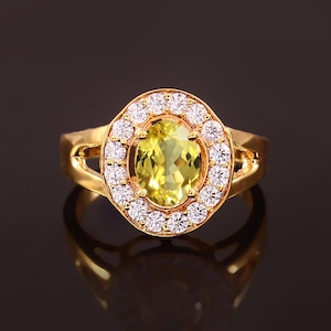 Ceylon Yellow Sapphire Ring Loup Clean Sapphire Ring Oval Gemstone Ring 925 Sterling Silver Ring Statement Ring Sapphire Christmas Jewelry
