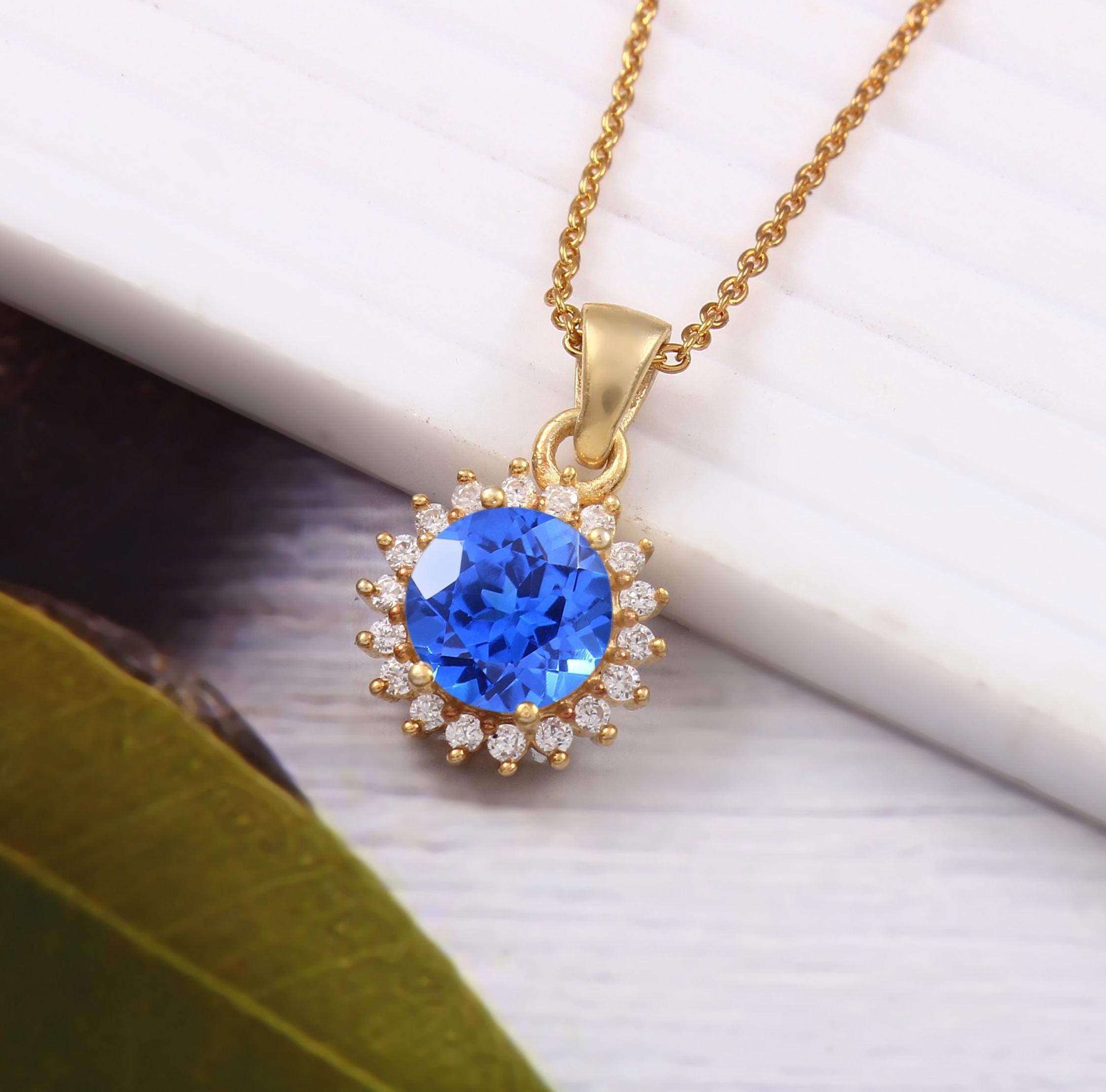 コーンフラワーブルーサファイアペンダント：セイロン産宝石