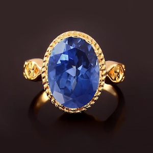 Blue Sapphire Ring Ceylon Sapphire Ring Sapphire Oval Ring Gemstone Ring Sterling Silver Gift For Her Christmas Jewelry Wedding Ring 10x14MM