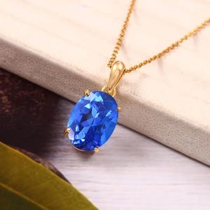 Cornflower Blue Sapphire Pendant Ceylon Sapphire Necklace Oval Pendant Blue Gemstone Pendant September Birthstone Christmas Jewelry Gifts