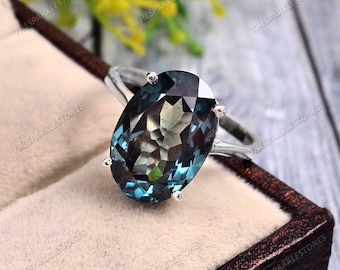 Vintage groenblauw saffierring blauw groene saffier verlovingsring statement ring ovale edelsteen ring stapelen en trouwring kerstsieraden