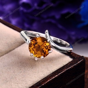 Golden Yellow Sapphire Ring Natural Golden Sapphire Ring Round Gemstone Ring Sterling Silver Ring Statement & Wedding Ring Christmas Jewelry