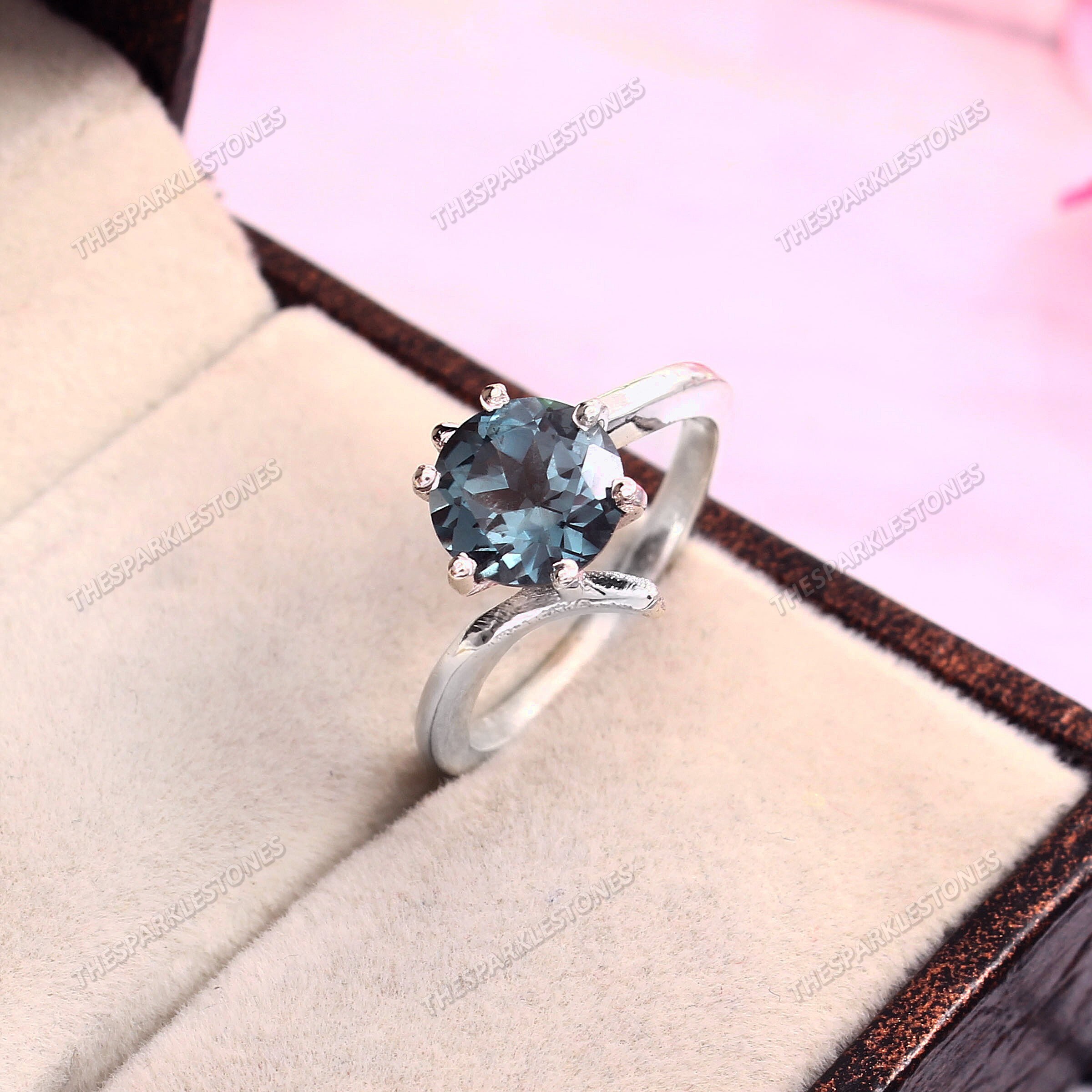 ティールサファイア・シルバーリング ヴィンテージ ティール サファイア リング：スターリングシルバー