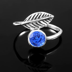 Cornflower Sapphire Ring Blue Sapphire Ring Round Gemstone Ring Sterling Silver Ring Gift For Her Sapphire Wedding Ring Christmas Jewelry